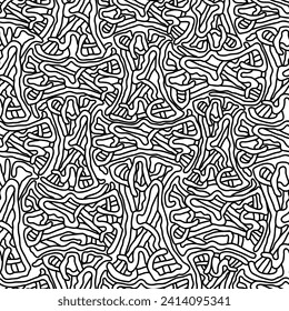 Seamless pattern with doodles - hand drawn black and white vector illustration.