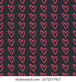 Patrón sin fisuras con corazones garabatos. Impresión para textiles, Fondo de pantalla, cubiertas, superficie. Estilización retro. Patrón de amor