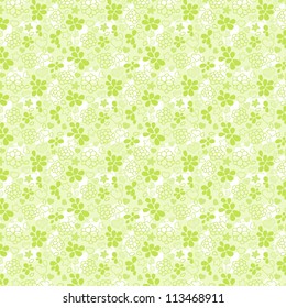 Seamless pattern with doodles, hearts and stars