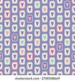 Seamless pattern with doodles hearts. Stylish pastel print. Print for textile, wallpaper, covers, surface. For fashion fabric. Love pattern