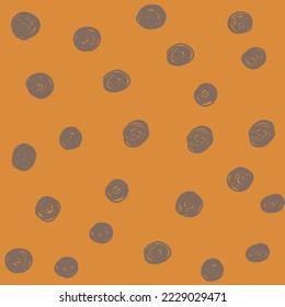 Patrón sin foco con garabatos sobre un fondo naranja. Ilustración vectorial.