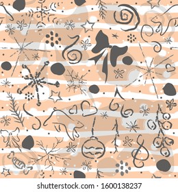 Seamless pattern with doodles on a subtle background. Vector illustration.Winter Collection