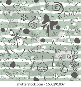 Seamless pattern with doodles on a subtle background. Vector illustration.Winter Collection