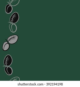 Seamless pattern, doodles, plums, leaves, fruits,  vertical, copy space . Hand drawn.