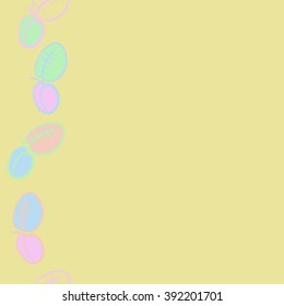 Seamless pattern, doodles, plums, leaves, fruits,  vertical, copy space . Hand drawn.