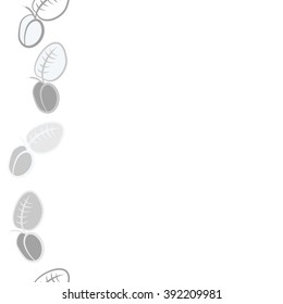 Seamless pattern, doodles, plums, leaves, fruits,  vertical, copy space . Hand drawn.