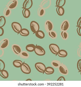 Seamless pattern, doodles, plums, leaves, fruits . Hand drawn.