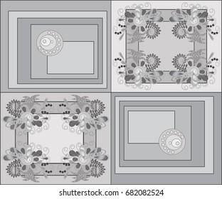 Seamless pattern, from doodles and rectangles in gray tones