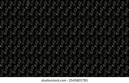 Patrón sin fisuras con garabatos de flores Pequeñas racimo en azul claro y gris sobre fondo negro. Ilustración vectorial, para el Fondo de pantalla masculino de la decoración de la cubierta del vestido de la señora de la camisa 