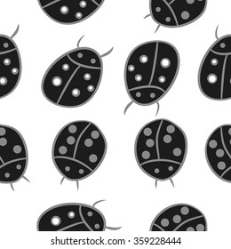 Seamless pattern, doodles,ladybugs. Hand drawn.
