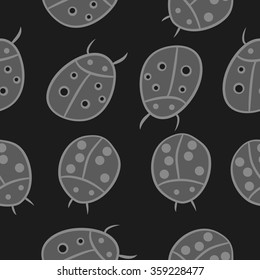 Seamless pattern, doodles,ladybugs. Hand drawn.