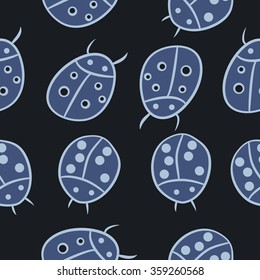 Seamless pattern, doodles,ladybugs. Hand drawn.