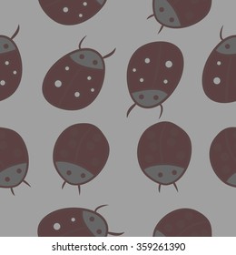 Seamless pattern, doodles,ladybugs. Hand drawn.