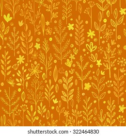 Seamless pattern, doodling fall grass design. Vector illustration EPS 10