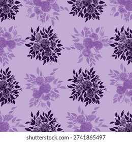 seamless pattern. dot flower with dot and , leaves . Hand drawn seamless background for design..eps