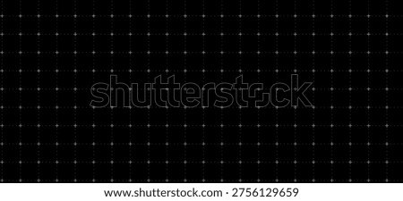 Seamless pattern Dot line cross grid blueprint, black surface. Clean line structure geometry layout, interface wireframes dashboards planning pages engineering diagrams math worksheets technology.