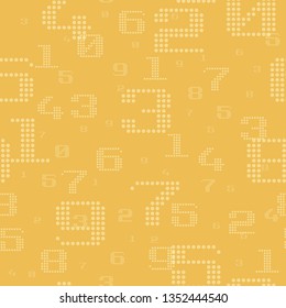 Seamless pattern with dot numbers orange for design.