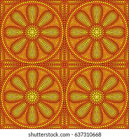 seamless pattern with dot painting chamomile