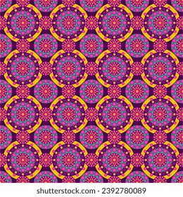 Seamless pattern with dot painting mandalas art ornament decor design wallpaper print 