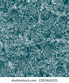 A seamless pattern with a dot-effect floral print with green background 