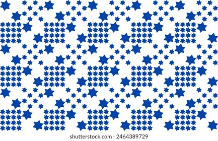 seamless pattern with dots, blue and white squares, seamless pattern with blue repeat stars, replete image in checkerboard template design for fabric printing