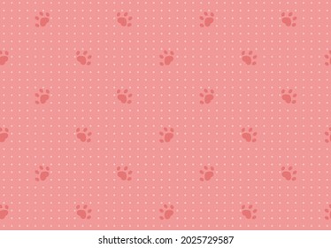 seamless pattern with dots and cat paws