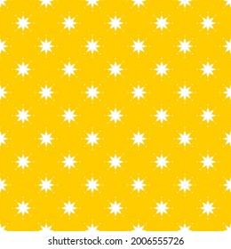 Nahtlose Muster von Punkten und Blumen. Geometrischer orangefarbener Hintergrund.