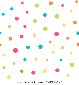 Seamless pattern with dots of fresh colors on a white background