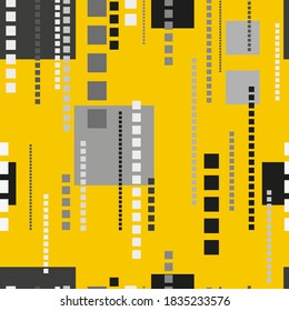 Seamless pattern of dots and geometric shapes