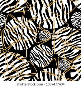 Seamless pattern of dots and geometric shapes