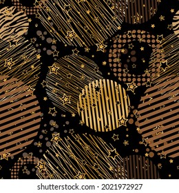 Seamless pattern of dots and geometric shapes
