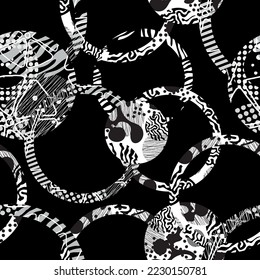 Seamless pattern of dots and geometric shapes