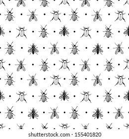 Seamless pattern with dots and insects