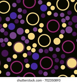 Seamless pattern with dots, points, circles, rounds. Cute simple background for printing on fabric, paper, gift wrap, pillow cases, curtains. Textile design. Repeating vector illustration Colorful