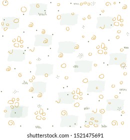 Seamless Pattern with dots and rectangles. Hand Drawn Scandinavian Style. Vector Illustration