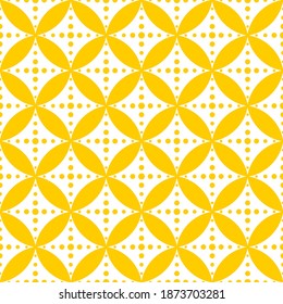 Seamless pattern of dots and rhombuses. Geometric orange background.