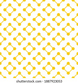 Seamless pattern of dots and rhombuses. Geometric orange background.
