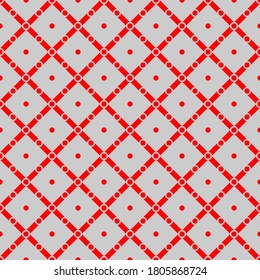 Seamless pattern of dots and rhombuses. Unusual lattice. Geometric background.