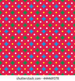 Seamless pattern with dots and square (stars) for web, print, wallpaper, fashion fabric, textile design, background for invitation card or holiday decor, gift and post cards, flyers