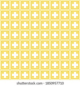 Seamless pattern of dots and squares. Geometric orange background.