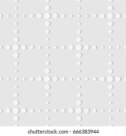 Seamless pattern of dots and squares. Geometric wallpaper. Unusual lattice. Soft background. Vector illustration. Good quality. Good design.