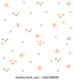 Seamless Pattern with dots and stars. Hand Drawn Scandinavian Style. Vector Illustration