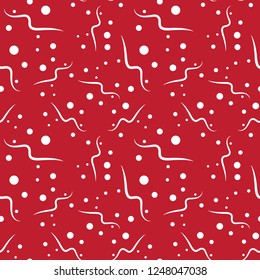 Seamless pattern with dots and wavy lines. Monochrome.