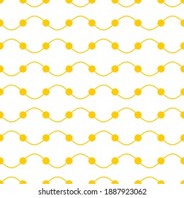 Seamless pattern of dots and wavy lines. Geometric orange background.