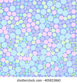 seamless pattern of dots-circles vector illustration.  Background made of circles, dense texture. Gentle pastel colors, pink purple, blue.