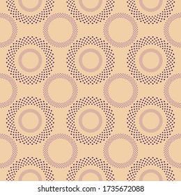 Seamless pattern with dotted circles. Vector repeating texture. Stylish background