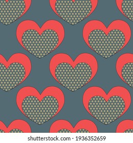 Seamless pattern with dotted hearts