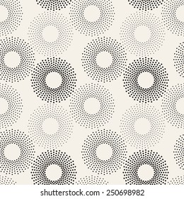 Seamless pattern with dotted rings. Vector repeating texture. Stylish monochrome background