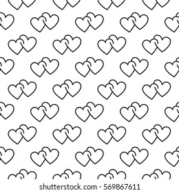 Seamless pattern with double heart icon. Good for Valentines Day, wedding invitation and other.