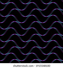 Seamless pattern, double wave of cyan and magenta color